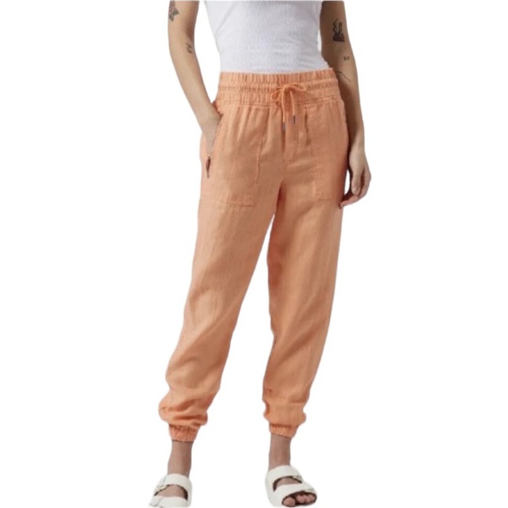 ATHLETA woman's size 10 Cabo linen peach drawstring jogger lightweight pants - Picture 1 of 13